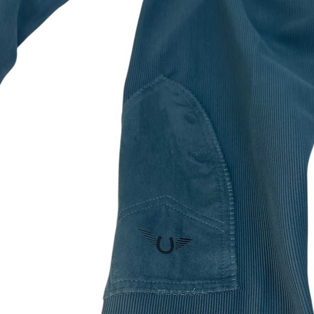 NWT Tuff Rider Front Zip Knee Patches Low Rise Ribbed Breeches Blue Pants SZ 32 - Picture 7 of 14